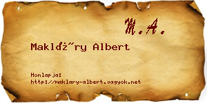 Makláry Albert névjegykártya